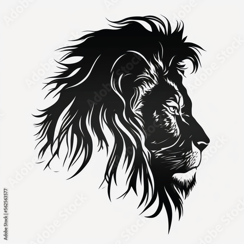 Lion head vector illustration for logo  design or tattoo. Generative AI.