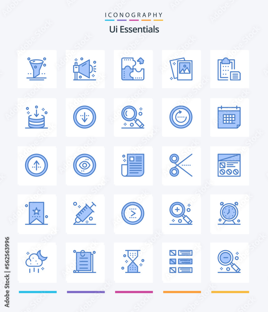 Creative Ui Essentials 25 Blue icon pack  Such As photography. image. shout. gallery. jigsaw