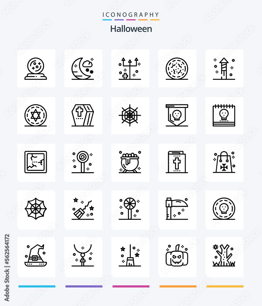 Creative Halloween 25 OutLine icon pack  Such As halloween. worm. frightening. spooky. halloween