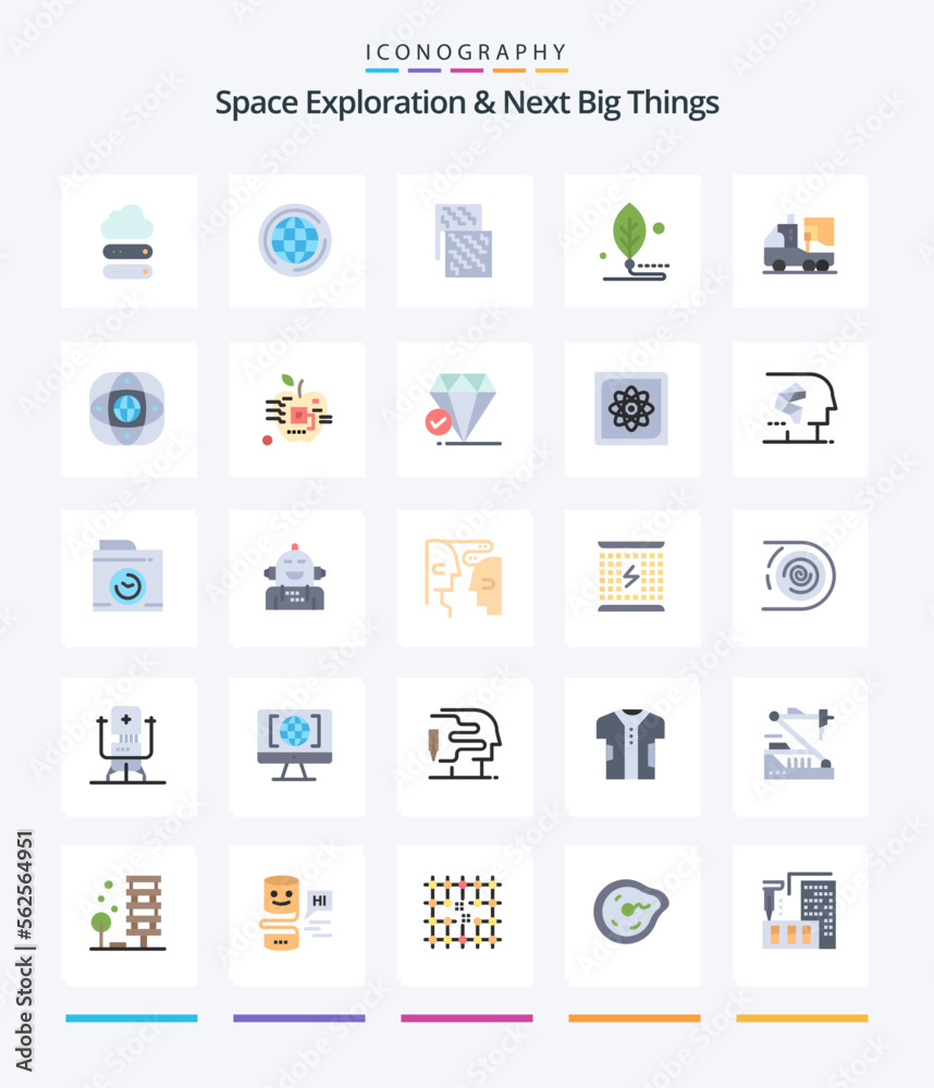 Creative Space Exploration And Next Big Things 25 Flat icon pack  Such As life. digital. cloth. biology. material