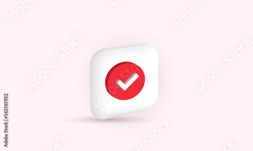 illustration realistic check mark app icon over modern 3d style creative isolated on background