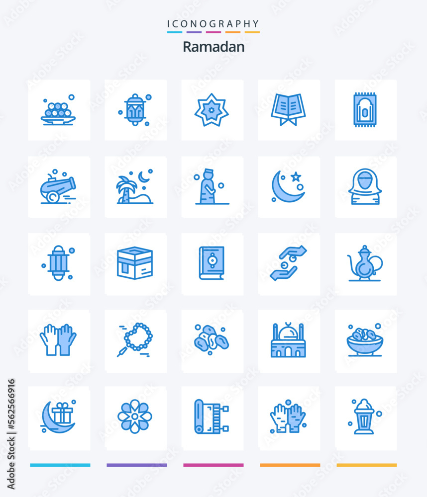 Creative Ramadan 25 Blue icon pack  Such As quran. book. lantern. ramadan. kareem