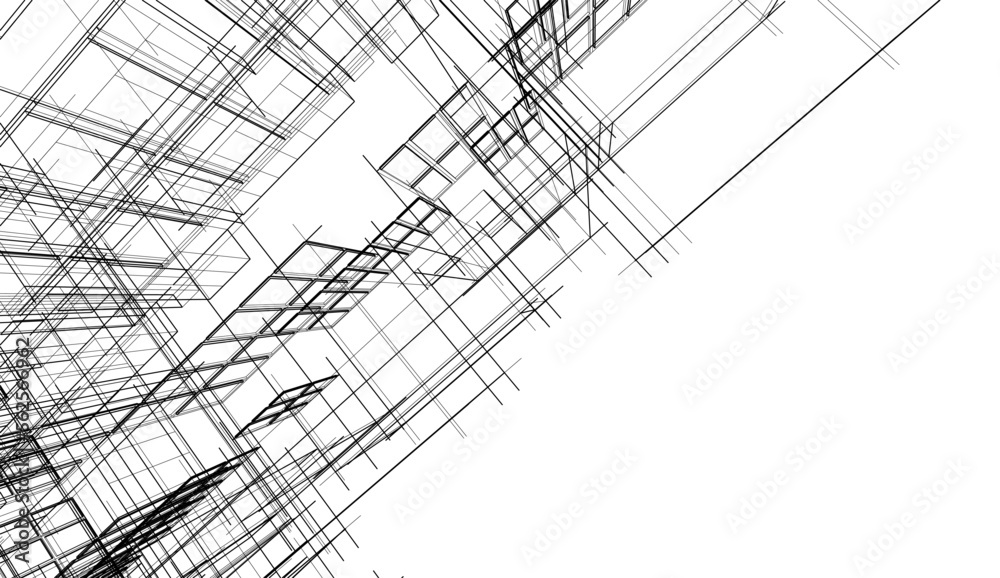 Linear architectural drawing vector illustration Linear architectural drawing vector illustration