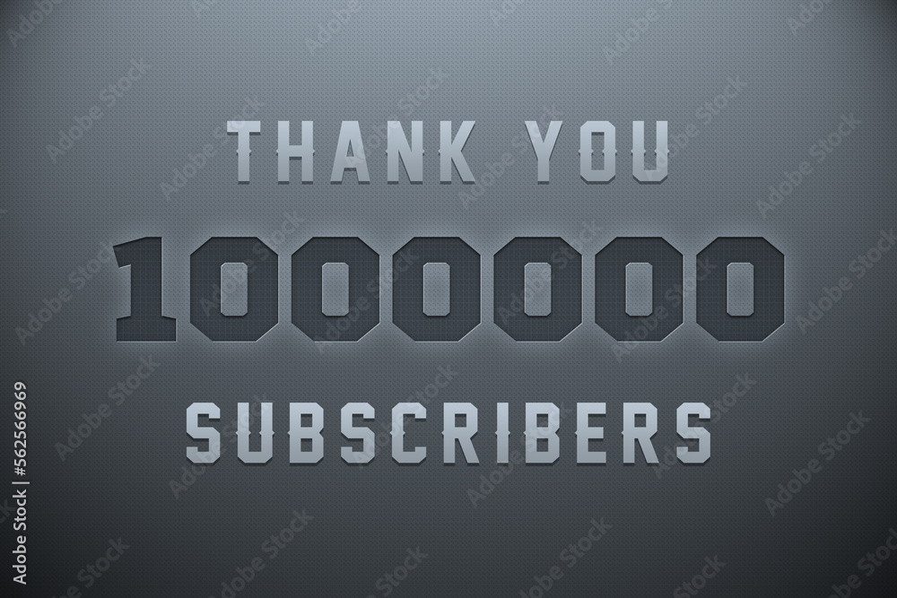1000000 subscribers celebration greeting banner with Metal Engriving Design 1000000 subscribers celebration greeting banner with Metal Engriving Design
