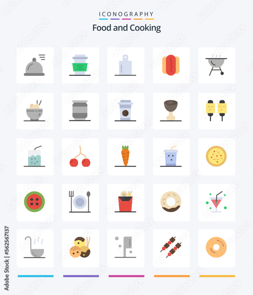 Creative Food 25 Flat icon pack  Such As rice. chinese. food. grill. sausage