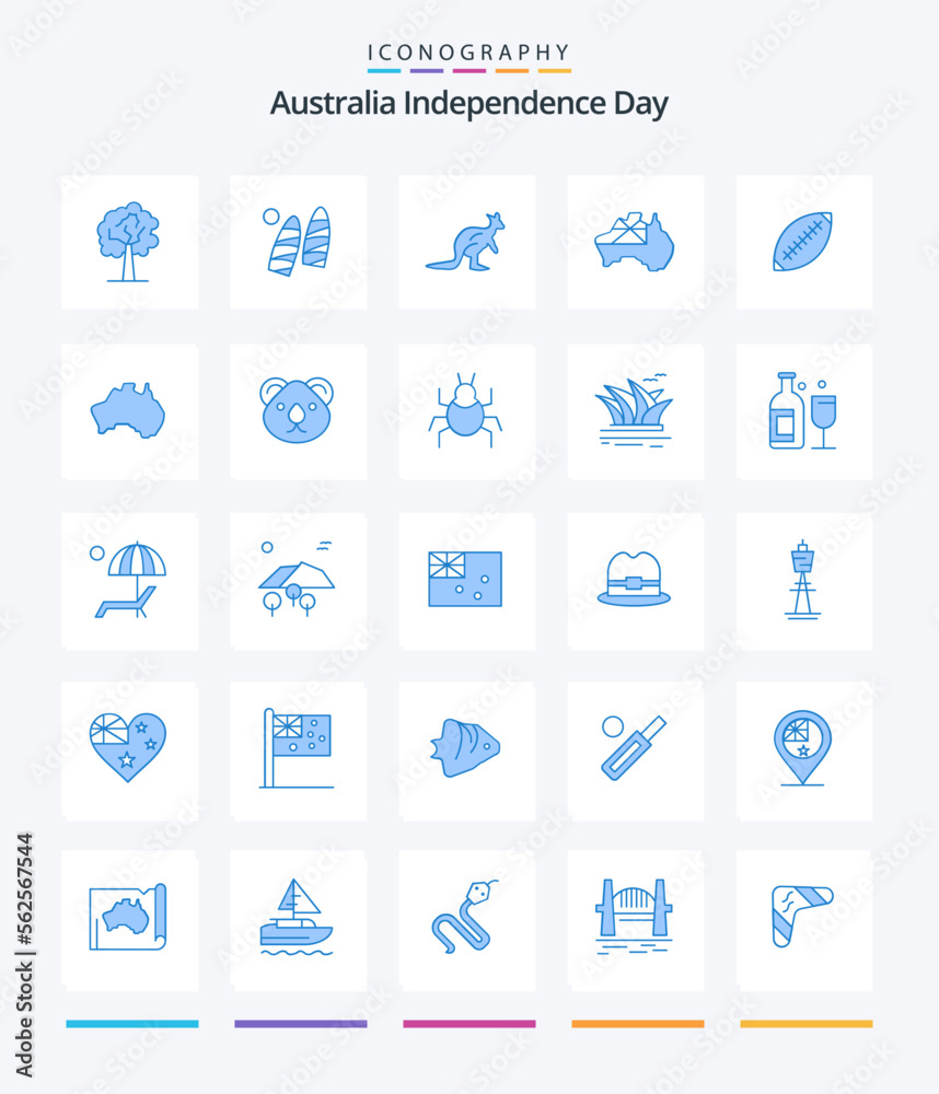Creative Australia Independence Day 25 Blue icon pack  Such As afl. country. australia. map. trave