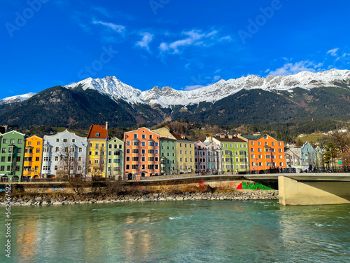 The colorful architecture of Innsbruck town