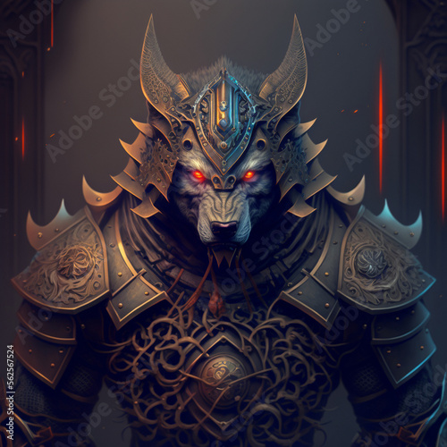 Scary werewolf in armor. High quality illustration