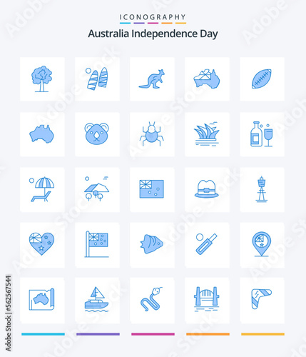 Creative Australia Independence Day 25 Blue icon pack Such As afl. country. australia. map. trave