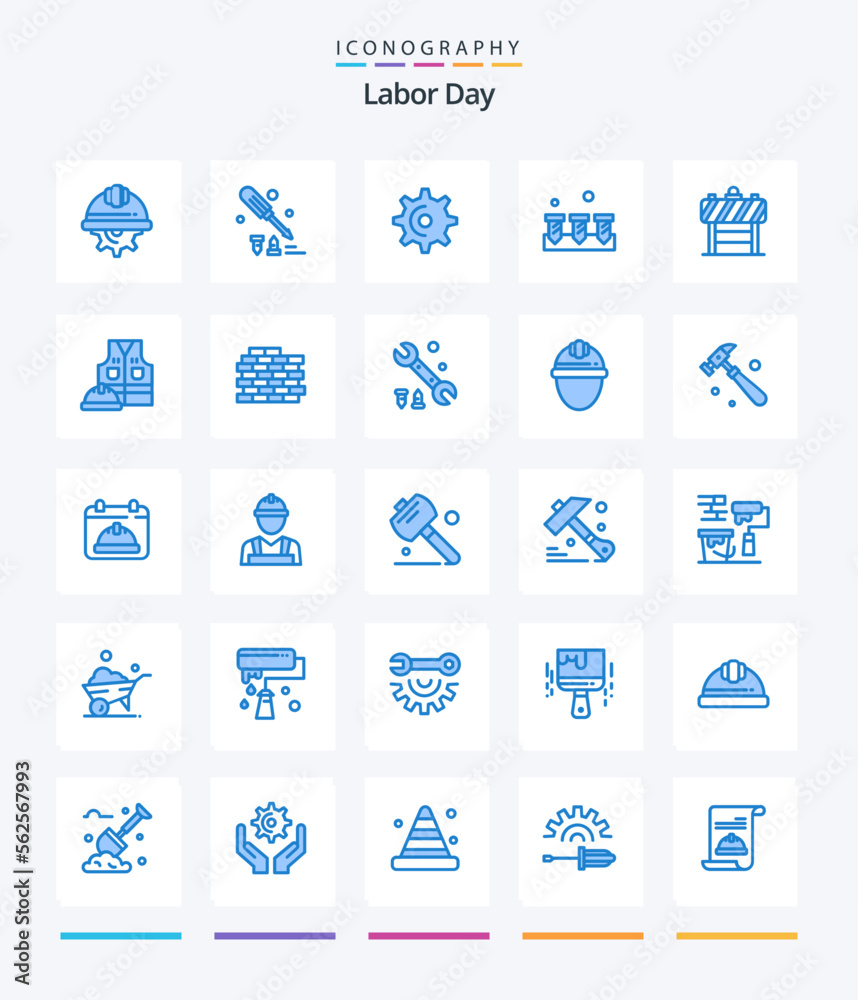Creative Labor Day 25 Blue icon pack  Such As sign. equipment. tool. construction. teeth