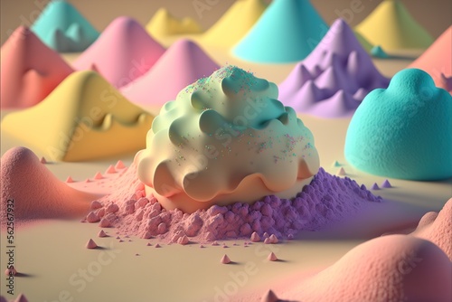 pastel color world of kinetic sand 3D abstract created with generative ai technology
