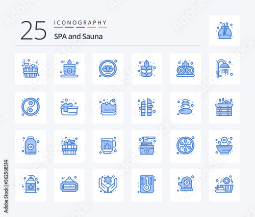 Sauna 25 Blue Color icon pack including jacuzzi. bathtub. plant. yin. yin yang