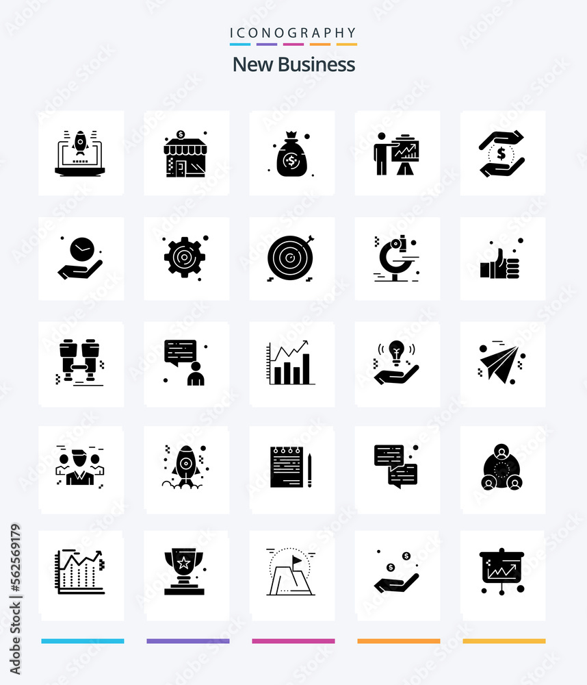 Creative New Business 25 Glyph Solid Black icon pack  Such As efforts. business. money. arrow. money