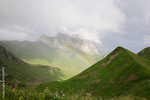 View from the Château d'Oche which is a mountain in the Chablais Alps in Haute-Savoie, France