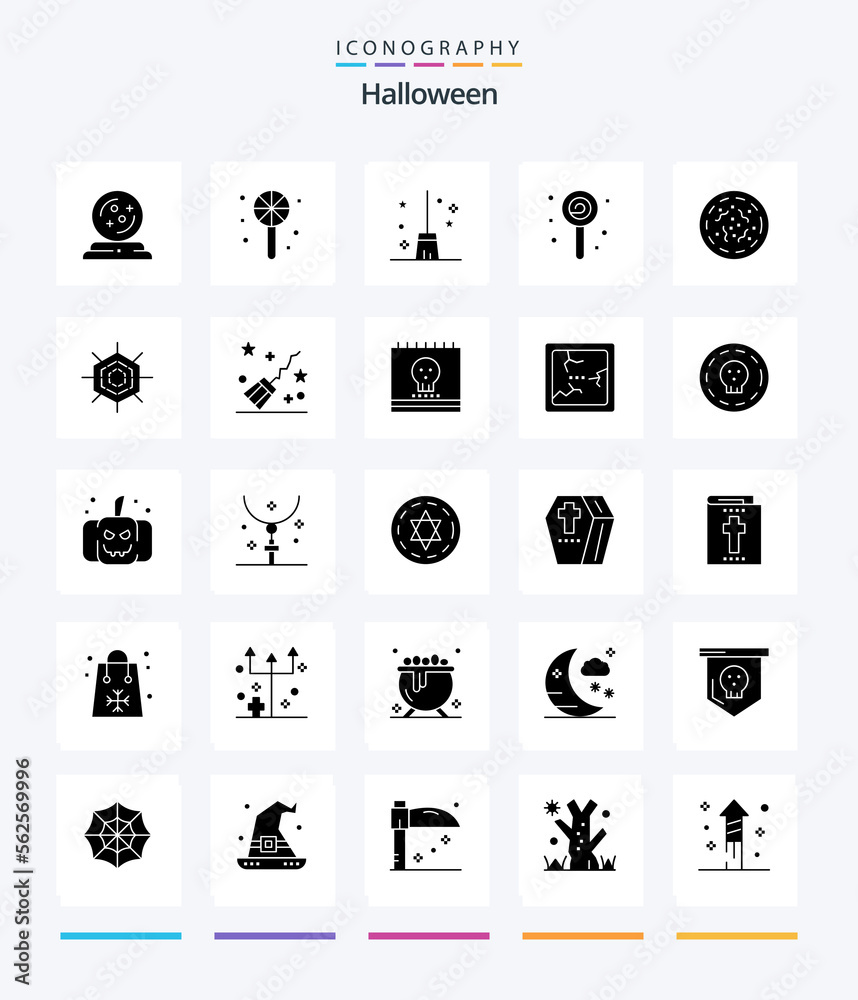 Creative Halloween 25 Glyph Solid Black icon pack  Such As spooky. halloween. broomstick. sweet icon. halloween