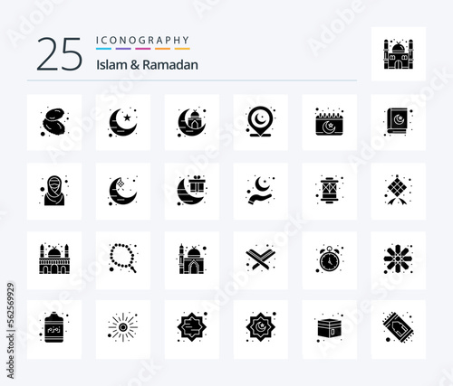 Islam And Ramadan 25 Solid Glyph icon pack including islam. map pin. building. muslim. islam © Muhammad