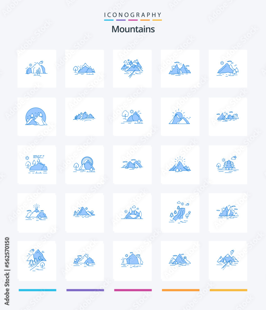 Creative Mountains 25 Blue icon pack  Such As hill. sun. landscape. nature. hill