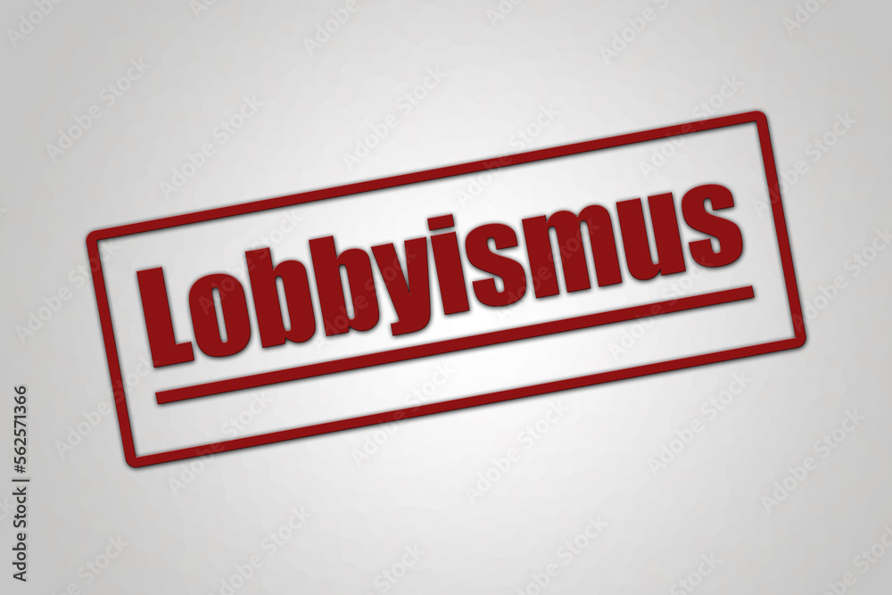 Das Wort Lobbyismus in roter Schrift, isoliert weißem Hintergund - obrazy, fototapety, plakaty 