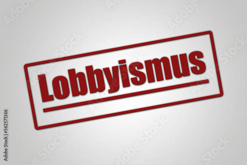 Das Wort Lobbyismus in roter Schrift, isoliert weißem Hintergund