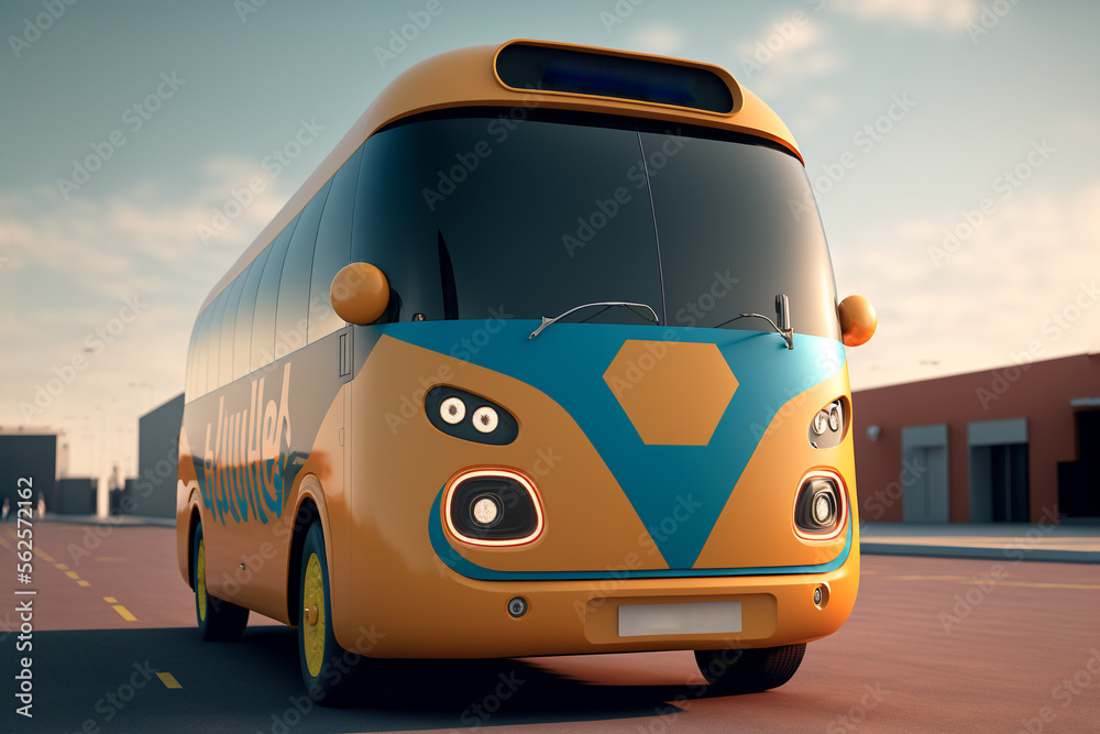 cute EV bus AI generate