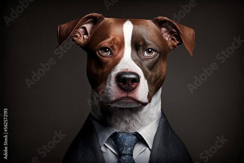 dog man in business suit, AI generate