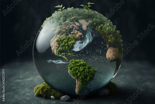 Securing a Sustainable Future for our Earth: An In-depth Analysis of the Intersection of Globe, Planet, and Nature in the Global Environment, Examining Factors such as Green Technology, Ecology, Grass photo