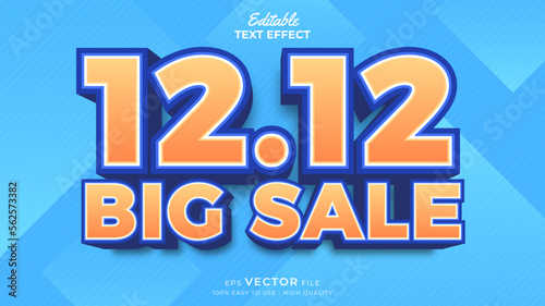 Editable text effect - 12.12 Promotion Sale 3d template style