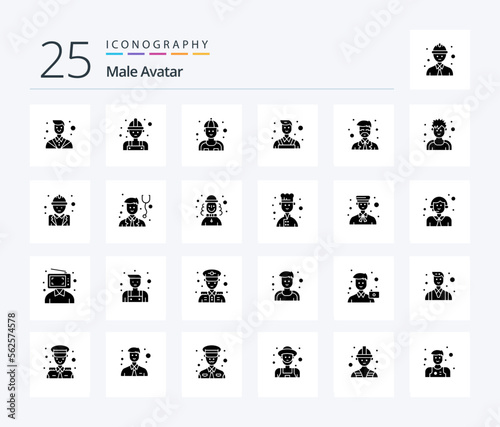 Male Avatar 25 Solid Glyph icon pack including professor. instructor. man. wall. decorator © Muhammad