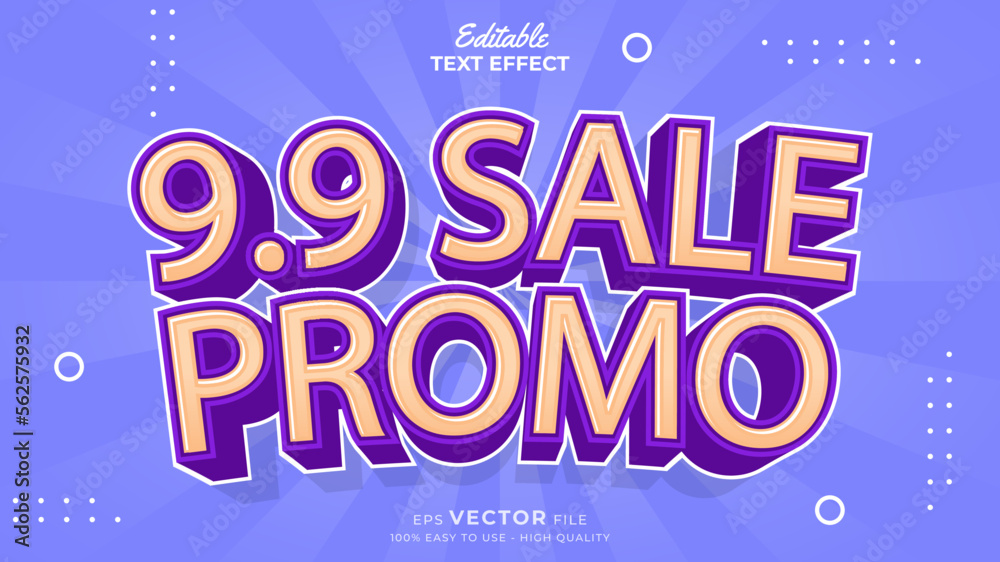 Fototapeta premium Editable text effect - 9.9 Promotion Sale 3d template style