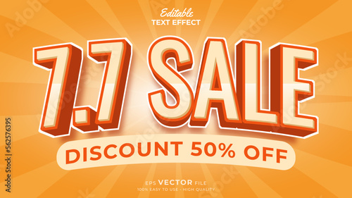 Editable text effect - 7.7 Promotion Sale 3d template style