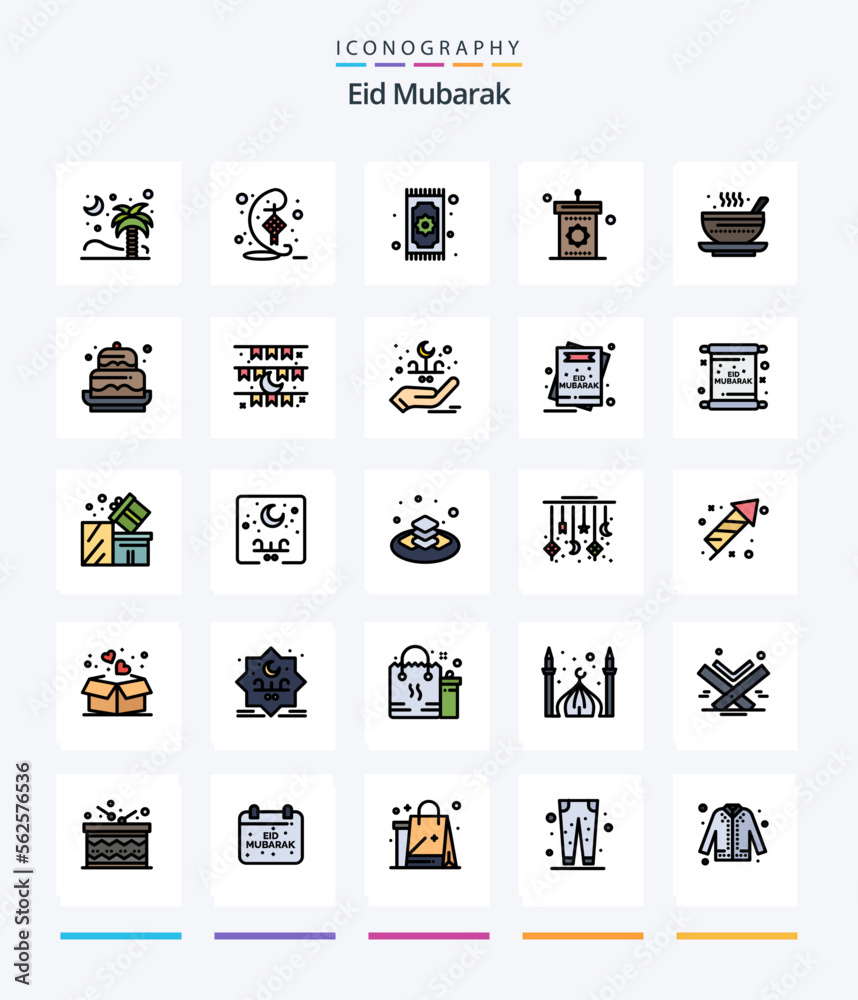 Creative Eid Mubarak 25 Line FIlled icon pack  Such As mosque. speaker. hari raya. podium. islam