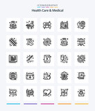 Creative Health Care And Medical 25 OutLine icon pack  Such As medical. call. band. treatment. medical
