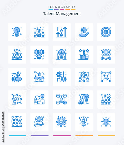 Creative Talent Management 25 Blue icon pack Such As cog. setting. solution. career. arrow
