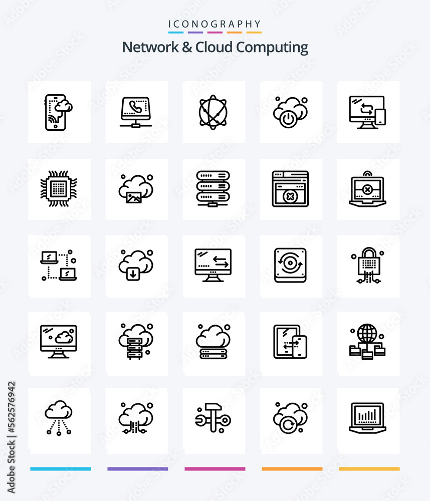 Creative Network And Cloud Computing 25 OutLine icon pack  Such As mobile. technology. computing. power. world