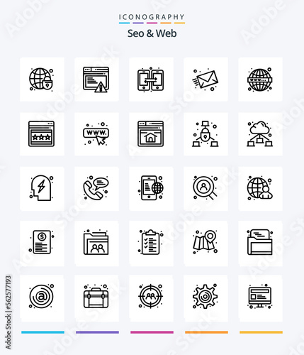 Creative Seo & Web 25 OutLine icon pack Such As web. web. connection. message. email