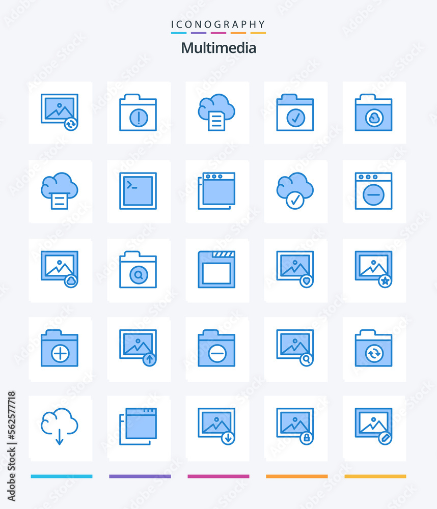Creative Multimedia 25 Blue icon pack  Such As document. . document. network. cloud