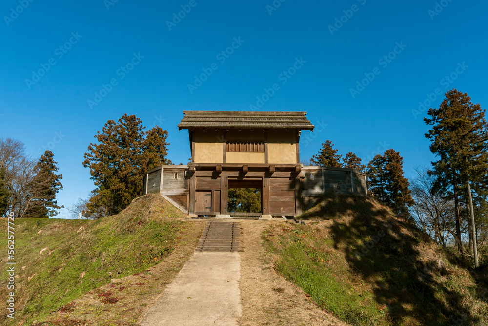 Naklejka premium 箕輪城跡の郭馬出西虎口門【日本100名城・国指定史跡】日本群馬県高崎市