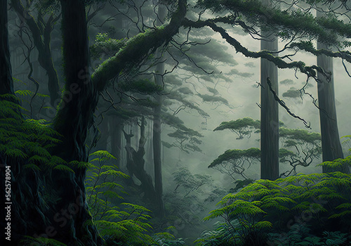 misty morning in the woods created with Generative AI technology © Robert Herhold