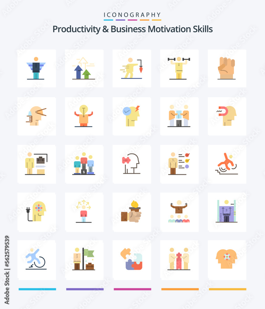 Creative Productivity And Business Motivation Skills 25 Flat icon pack  Such As human. activity. forward. goal. extrinsic