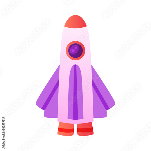 Rocket as Spacecraft Flying in Space Vector Illustration