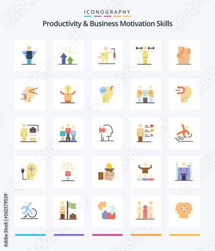 Creative Productivity And Business Motivation Skills 25 Flat icon pack  Such As human. activity. forward. goal. extrinsic