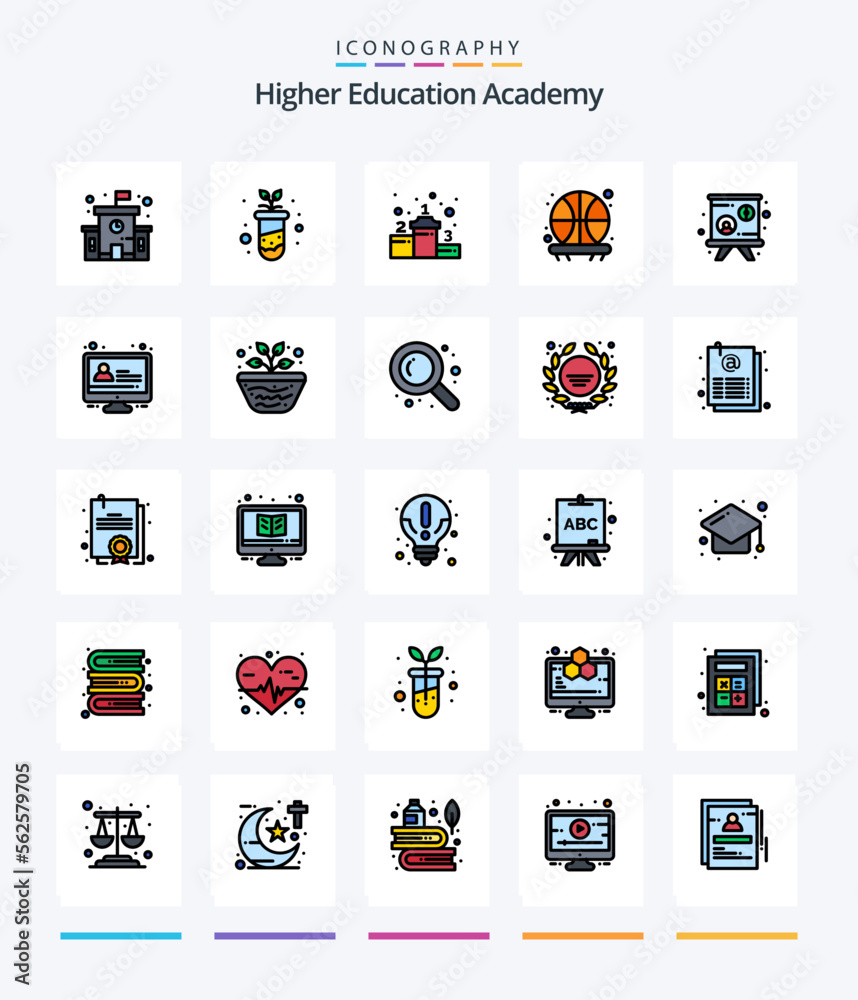 Creative Academy 25 Line FIlled icon pack  Such As education. presentation. position. lecture. shot
