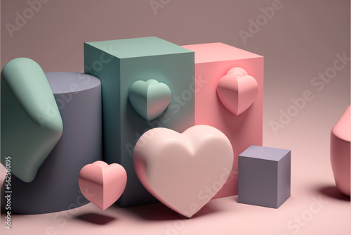blocks in a pastel tones with heart shapes