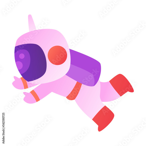 Funny Astronaut in Spacesuit Floating in Outer Space Vector Illustration