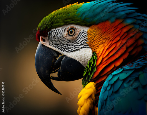 Macaw in action with generative AI technology photo