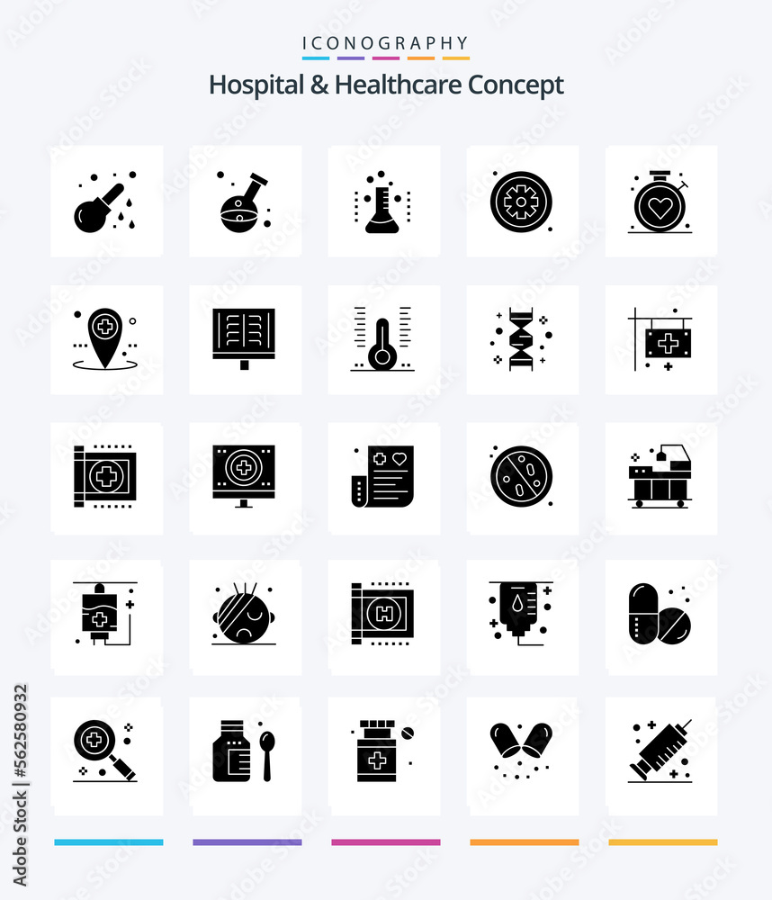 Creative Hospital & Healthcare Concept 25 Glyph Solid Black icon pack  Such As hospital. compass. laboratory. medical. healthcare