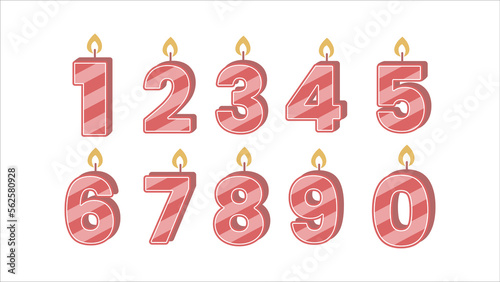 Birthday Anniversary number with candle illustration