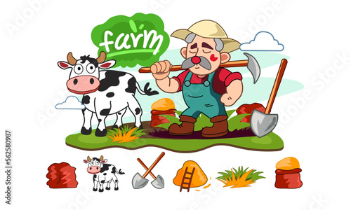 Illustrator of farmer character. vector