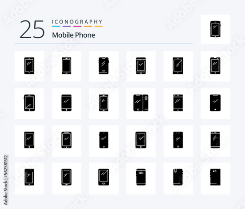 Mobile Phone 25 Solid Glyph icon pack including android. phone. camera. back. mobile © Muhammad