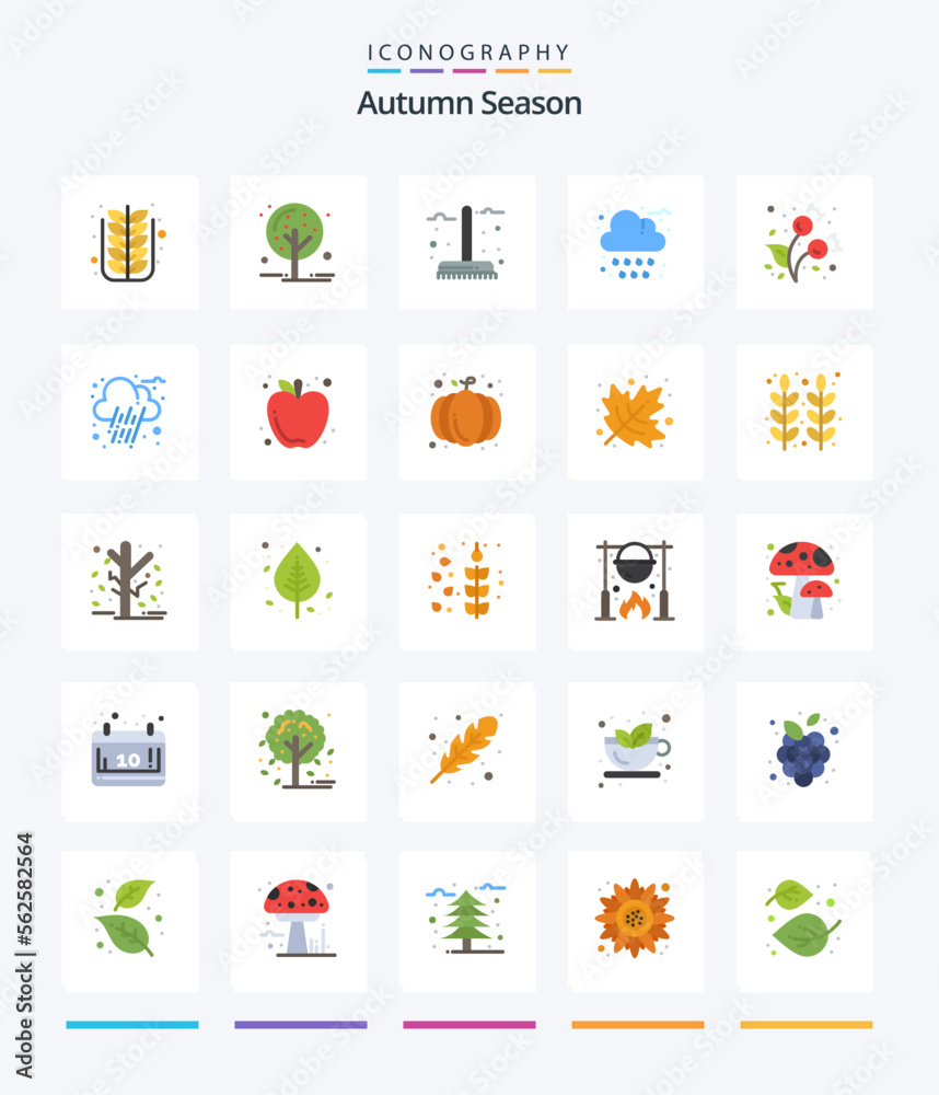 Creative Autumn 25 Flat icon pack  Such As weather. cloud. tree. autumn. garden
